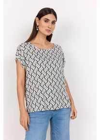 soyaconcept Damen Kurzarmbluse "SC-PENNY 1"air blau combi, modisch, Gr. XXL, gemustert, Web, Obermaterial: 100% Viskose, Blusen