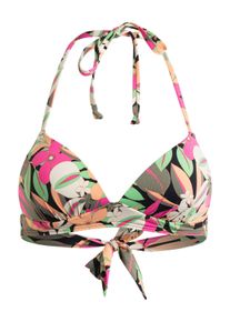Roxy Damen Bade-Shirt "Printed Beach Classics"anthrazit palm song s, Gr. XS, 87% Nylon, 13% Elasthan, Bikini-Oberteile