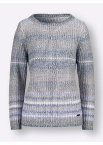 Casual Looks Damen Strickpullover "Pullover"taupe, jeansblau, gestreift, Gr. 38, gemustert, mehrfarbig, gestreift, 100% Polyacryl, Pullover