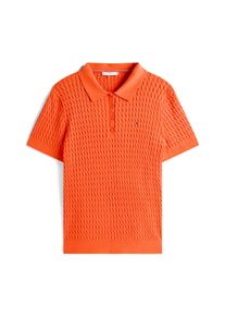 Damen Kurzarmpullover "CRV CO CABLE FINE GG POLO SWT"brilliant orange, casual, Gr. 46, Tommy Hilfiger Curve, unifarben, Strick, Obermaterial: 100%