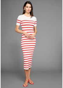 HECHTER PARIS Damen Strickkleidsanftes weiß, rot, gestreift, feminin, Gr. 44, gestreift, Feinstrick, Obermaterial: 70% Viskose, 30% Polyamid,
