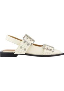 Ganni Hohe Schuhe - Dames Chunky Buckle Ballerina Wit - Gr. 36 (EU) - in Wei&szlig; - f&uuml;r Damen