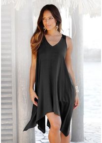 Lascana Strandkleid schwarz Gr. 1 für Damen. Rundhals und Spitze. Figurumspielend. Nachhaltig.