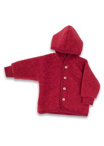 Engel Kinder Kapuzenjacke mit Holzknöpfen Wolljacke Kinder Freizeit (Gr 50/56 |rot)