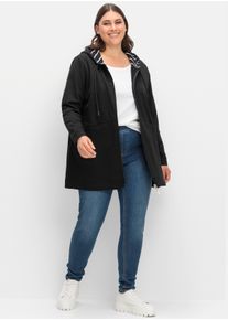 sheego Große Größen Sweatjacke in Longform, innen angeraut, schwarz, Größe 40/42 - Damen
