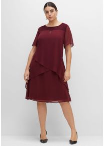 sheego Große Größen Cocktailkleid aus Chiffon, weinrot, Größe 54 - Damen