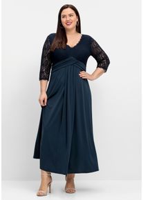 sheego Große Größen Abendkleid mit Oberteil aus Spitze, nachtblau, Größe 54 - Damen