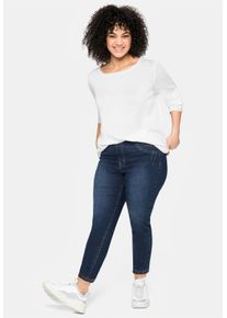 sheego Große Größen Jeggings mit Gürtelschlaufen, dark blue denim, Größe 52 - Damen