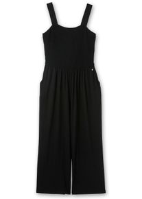 sheego Große Größen Jumpsuit mit Smok-Oberteil und weitem Bein, schwarz, Größe 42 - Damen
