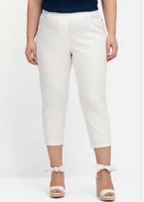 sheego Große Größen 7/8-Hose in schmaler Form, aus Twill, weiß, Größe 54 - Damen