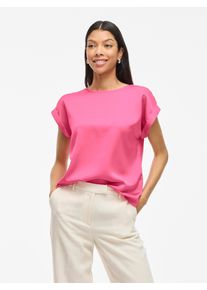 Vila Damen Kurzarmshirt "VIELLETTE S/S SATIN TOP - NOOS"sangria sunset, modisch, Gr. 44, unifarben, Satin, Obermaterial: 100% Polyester, Shirts,