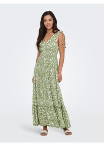 Only Damen Maxikleid "ONLFERNANDA LIFE S/L LONG DRESS WVN"hedge grün aop:nirra flower, modisch, Gr. L, bedruckt, Web, Obermaterial: 100% Viskose,