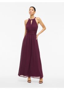 Vila Damen Maxikleid "VIMILINA HALTERNECK MAXI DRESS - NOOS"fig detail:elastic, modisch, Gr. 42, unifarben, Web, Obermaterial: 100% Polyester, Kleider
