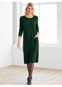Strickkleid Heine "Strickkleid", Damen, Gr. 46, Normalgr&ouml;&szlig;en, gr&uuml;n (moos), Jersey, 60% Viskose, 40% Baumwolle, unifarben, knielang, Rundhals, Kleider Strickkleid