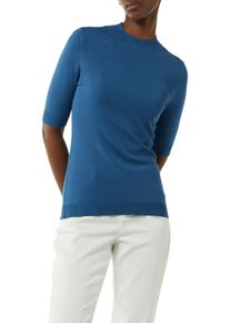 comma, COMMA Damen Kurzarmpullover, blau, Gr. 38, unifarben, Feinstrick, Obermaterial: 80% Viskose, 20% Polyamid, Pullover, mit Stehkragen