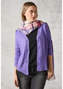 Cecil Damen Cardigan, lila, casual, Gr. XL, meliert, unifarben, Strick, Obermaterial: 37% Baumwolle, 34% Polyacryl, 26% Polyester, 3% Elasthan,
