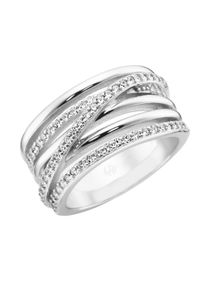 Damen Silberring "6-reihig mit Zirkonia, Silber 925", 56, Silber 925 (Sterlingsilber), weiß, Giorgio Martello MILANO, Silber 925 (Sterlingsilber),
