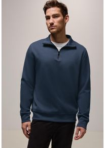 Street One MEN Herren Sweatshirt, blau, casual, Gr. XXXL, unifarben, Web, Sweatware, 82% Baumwolle, 14% Polyester, 4% Elasthan, Sweatshirts, im