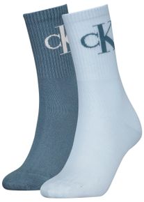 Damen Socken "CKJ WOMEN SOCK 2P MONOGRAM", Calvin Klein Jeans, Gr. 35, blau, Baumwollmischung, Polyamid, Elasthan, unifarben, Socken, mit