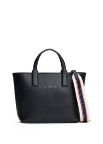 Tommy Hilfiger Damen Henkeltasche "TH LOGOTAPE MINI TOTE", blau, Lederimitat, unifarben, Taschen, Damen Umhängetasche, Schultertasche mit doppeltem