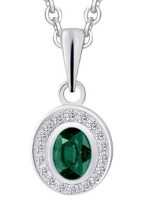 ONE ELEMENT Damen Ketten-Anhänger "0,04 ct Diamant Brillant Smaragd Anhänger", 0,04 ct mit Diamant, Weißgold 585-Gold-Diamanten, silber, Weißgold