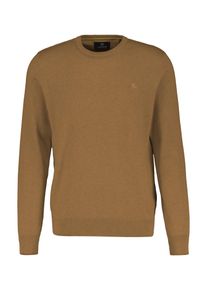 Lerros Herren Rundhalspullover, beige, casual, Gr. XXL, meliert, Strick, Obermaterial: 100% Baumwolle, Pullover, mit Logo Stickerei