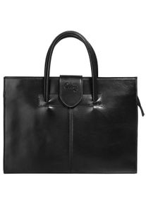 CLUTY Damen Henkeltasche, schwarz, Leder, glänzend, beschichtet, Taschen, echt Leder, Made in Italy