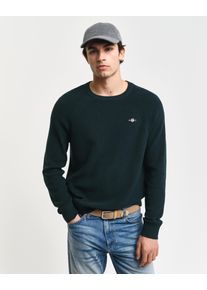 Gant Herren Rundhalspullover "COTTON WOOL RIB C-NECK", grün, casual, Gr. S, Strick, Obermaterial: 70% Baumwolle, 30% Wolle, Pullover,