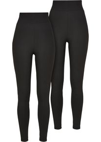 Urban Classics Damen Leggings "Urban Classics Damen Ladies High Waist Leggings 2-Pack", schwarz, Gr. M, unifarben, 83% Polyester, 17% Elasthan, Hosen