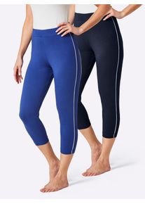 Plantier Damen Leggings, Gr. 56, blau, 95% Baumwolle, 5% Elasthan, unifarben, Hosen
