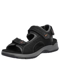 Rieker Herren Sandale, Gr. 44, schwarz, Leder, Textil, sportlich, Schuhe, Sommerschuh, Klettschuh, Freizeitsandale, mit 3 Klettverschlüssen