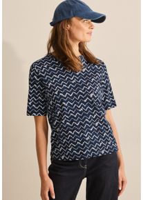 Cecil Damen Print-Shirt, blau, casual, Gr. XS, bedruckt, Web, Stoff, 50% Modal, 50% Baumwolle, Shirts, im soften Baumwoll-Mix