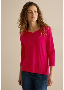 Cecil Damen 3/4-Arm-Shirt, rot, casual, Gr. XXL, unifarben, Web, 100% Baumwolle, Shirts, aus reiner Baumwolle