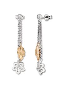 ONE ELEMENT Damen Paar Ohrhänger "Zirkonia Feder & Blume Ohrringe Ohrhänger", Kinder, Silber 925 (Sterlingsilber), silber, Silber 925