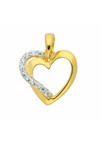 Adelia´s ADELIA ́S Damen Ketten-Anhänger "333 Gold Anhänger Herz", Gold, gold, Gold, Schmuckanhänger, mit Zirkonia Goldschmuck für Damen