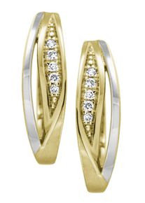 Firetti Damen Paar Creolen "Schmuck Geschenk Gold 333 in Bicolor-Optik", 0,04 ct P2 = erkennbare Einschlüsse, Gelbgold 333-Diamanten, gold, Gelbgold