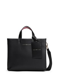 Tommy Hilfiger Damen Henkeltasche "TH ESTABLISHED MED SHOPPER", schwarz, Lederimitat, unifarben, Taschen, Damen-Umhängetasche, Schultertasche mit