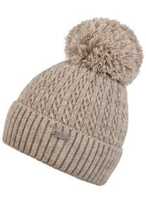 Chillouts Damen Bommelmütze "Estephania Hat", beige, feminin,modisch, meliert, Zopfmuster, Feinstrick, Obermaterial: 100% Polyacryl. Futter: 100%