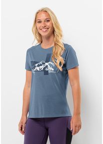 Jack Wolfskin Damen T-Shirt "VONNAN S/S GRAPHIC T W", blau, Gr. S, 100% POLYESTER, Shirts