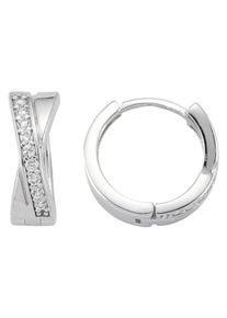Jobo Damen Paar Creolen, Silber 925 (Sterlingsilber), silber, Silber 925 (Sterlingsilber), Ohrringe, 925 Silber mit 18 Zirkonia