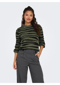 Jacqueline de Yong JDY Damen Strickpullover "JDYLORRAINE ANIMAL L/S PULLOVER KNT NOOS", grün, modisch, Gr. S, gemustert, Strick, Obermaterial: 58% Nylon, 26% Viskose,