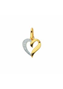 Adelia´s ADELIA ́S Damen Ketten-Anhänger "585 Gold Anhänger Herz", Gold, gold, Gold, Schmuckanhänger, mit Zirkonia Goldschmuck für Damen