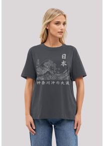 F4NT4STIC Damen T-Shirt "Kanagawa Welle Golden Gai", schwarz, casual, Gr. S, Obermaterial: 100% Baumwolle, Shirts, Premium Qualität