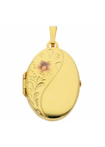 Adelia´s ADELIA ́S Damen Kette mit Anhänger "585 Gold Medaillon Anhänger", Gelbgold 585, gold, Gelbgold 585, Halsketten, Schmuckset - Set mit Halskette