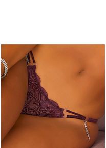 Lascana Damen String, Gr. 44, rot, Microtouch, Obermaterial: 88% Polyamid, 12% Elasthan, Unterhosen, mit extravaganten Glitzeraccessoires
