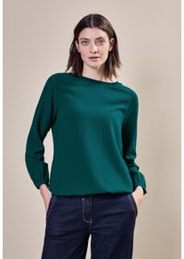Cecil Damen Schlupfbluse, blau, casual, Gr. XS, unifarben, Web, Obermaterial: 56% Viskose, 43% Polyester, 1% Elasthan, Blusen, mit Smock-Detail in