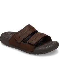 Crocs Herren Badepantolette "Yukon Vista 2", Gr. 48, braun, Lederimitat, sportlich, Schuhe, Sommerschuh, Poolslides, Schlappen, mit Klettverschluss