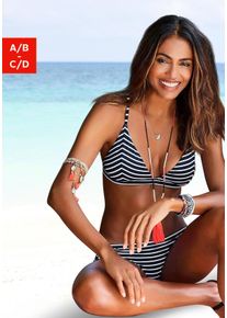 s.Oliver Damen Triangel-Bikini-Top "Hill", schwarz-weiß, Gr. 34, Microfaser, Polyamid, Bikini-Oberteile, gestreift