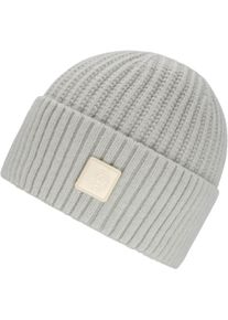 Chillouts Damen Strickmütze "Denise Hat", grau, modisch, unifarben, Strick, Materialmix, Mützen, mit sichtbarem Logo-Patch