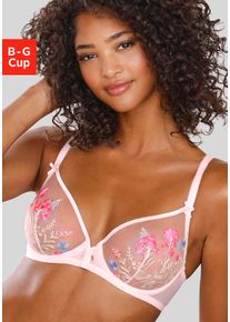 Lascana Damen Bügel-BH "Maria", Gr. 90, pink, Spitze, Obermaterial: 74% Polyamid, 23% Polyester, 3% Elasthan, feminin, BHs, mit Blumen aus edler